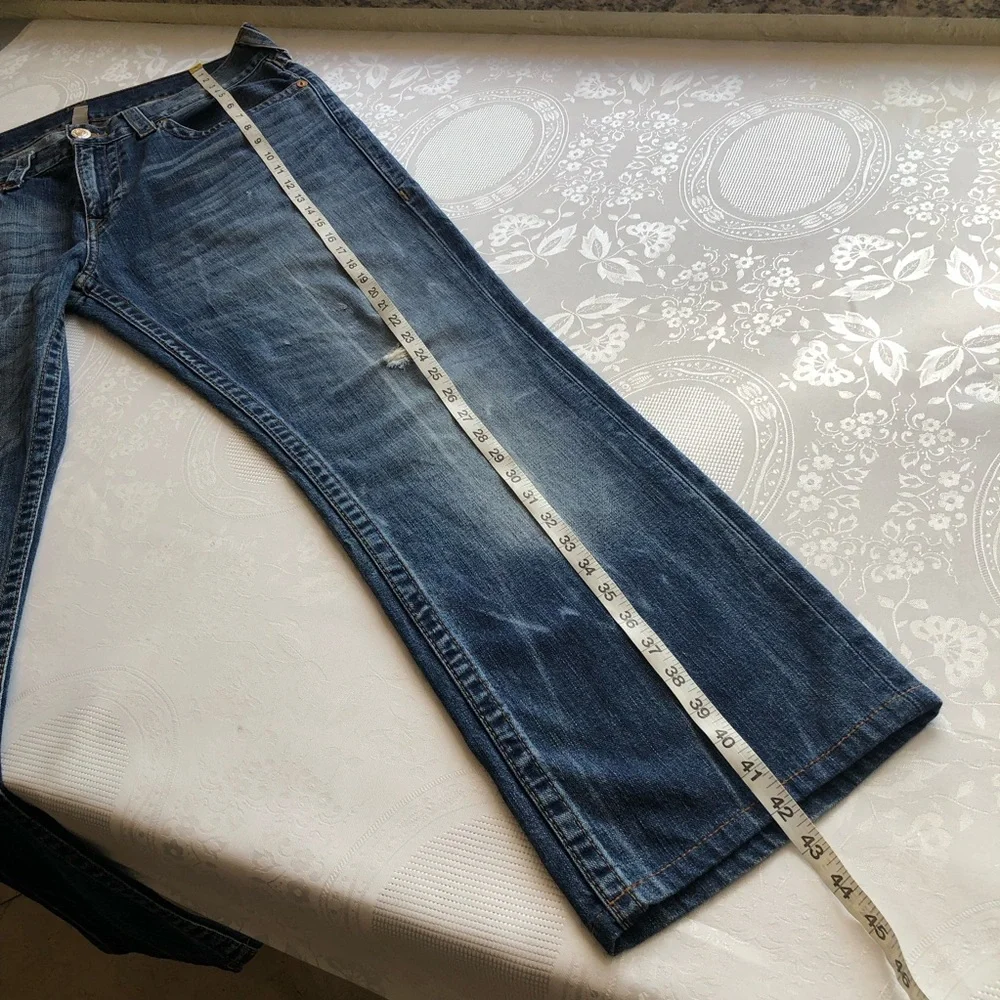 True Religion Men’s Size 34 Section Flap Regular Straight Blue Denim Jeans Pants